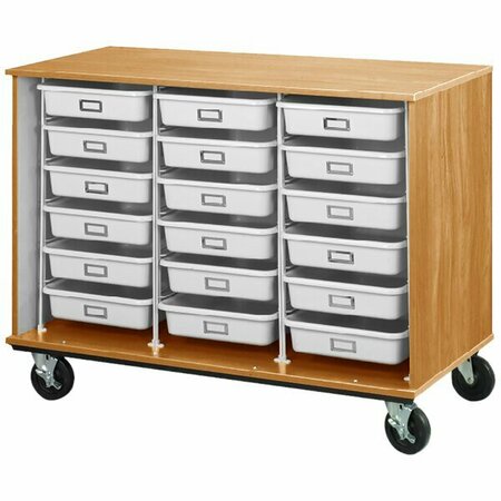 I.D. SYSTEMS 36'' Tall Maple Mobile Open Storage Cabinet with 18 3 1/2'' Trays 80274Z36073 538274Z36073